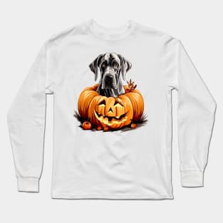 Great Dane Dog inside Pumpkin #2 Long Sleeve T-Shirt